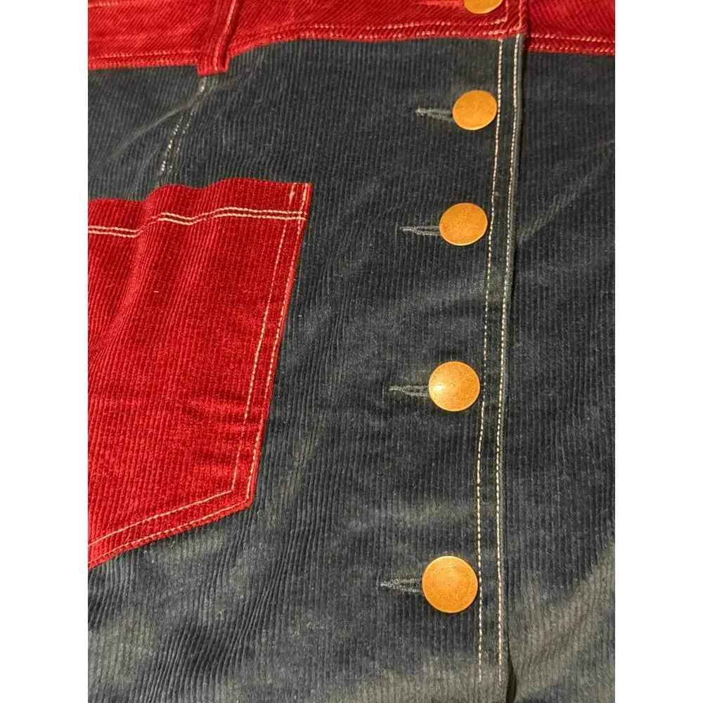 Unique Vintage Navy and Burgundy Corduroy Mini Skirt 2X NWOT - Picture 3 of 3